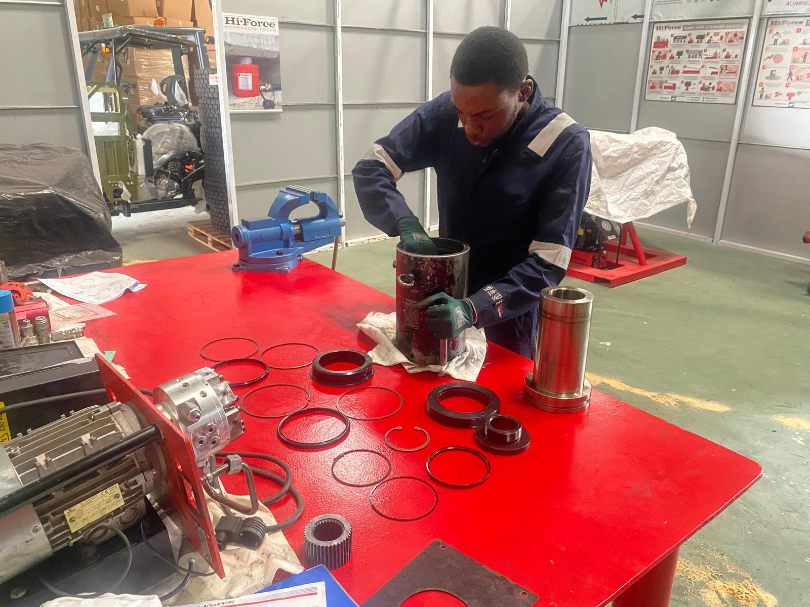 Technician servicing Hi-Force hydraulic tools