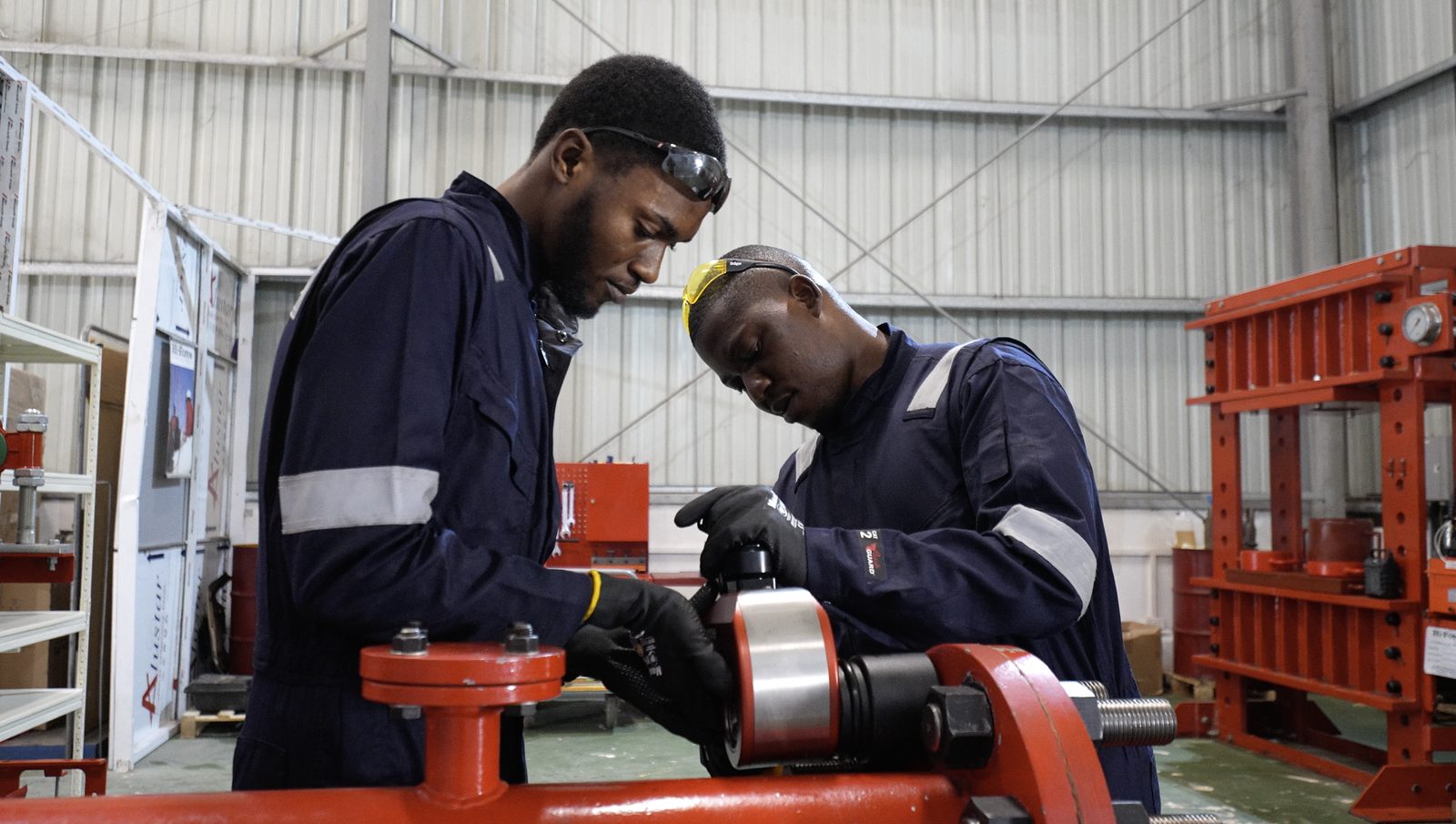 NEZO Africa technicians servicing hydraulic tooling in the Hi-Force certified workshop